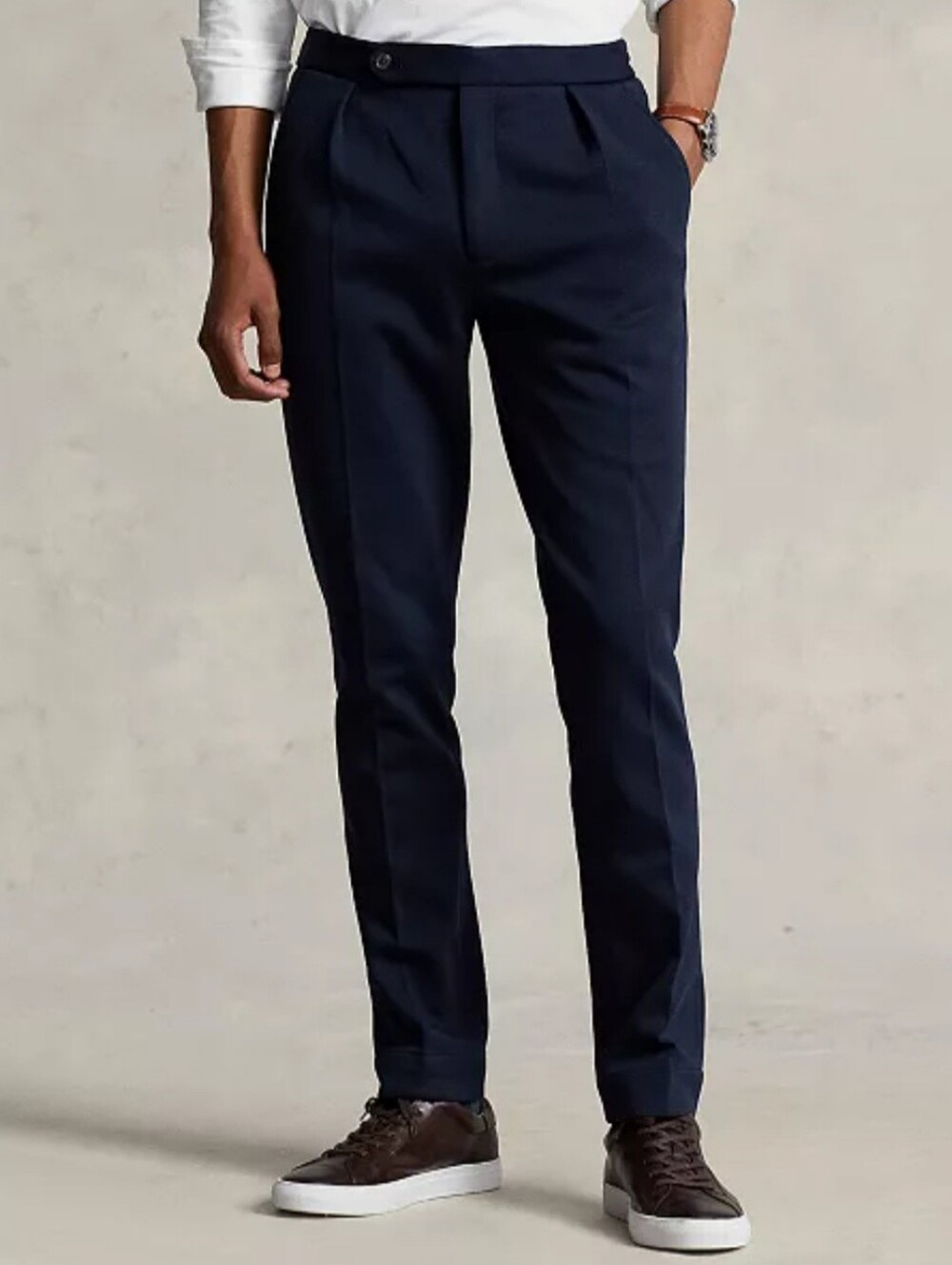 Polo by Ralph Lauren Navy Aviator Men's Pleated Double-Knit Suit Trousers